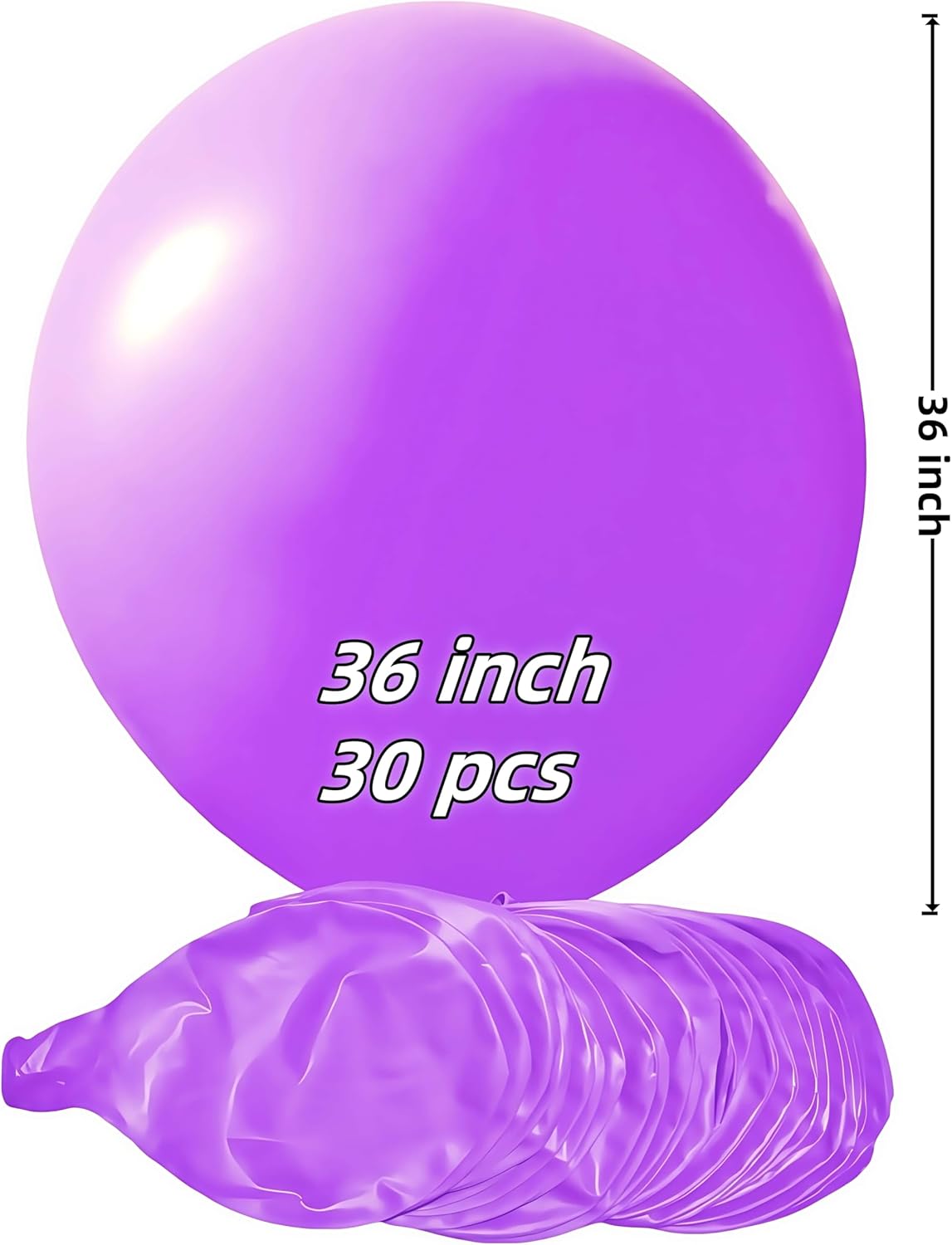 30 Pack Purple Balloons 36 inch Purple Latex Big Balloons for Party Decorations and Events