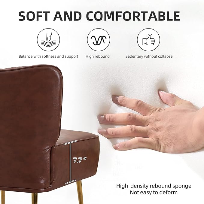 Modern Leather Accent Chairs Set of 2, Vintage Slipper Chair - Image 8