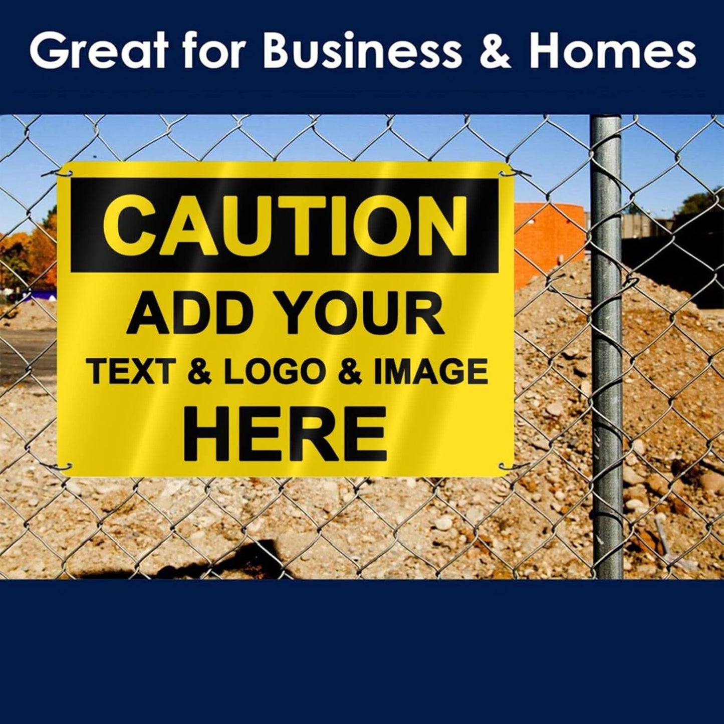 Custom Caution Signs Outdoor Metal - 12 x 8 Personalized Aluminum Warning Signs Rust-Proof Beware of Dog Sign Safety Signs for Home Business