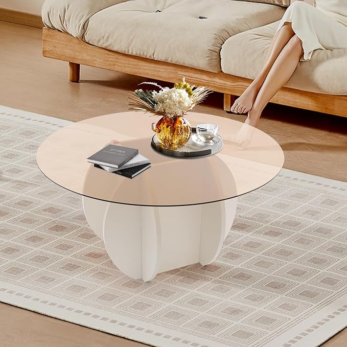 Round Glass Coffee Table for Living Room - Image 5