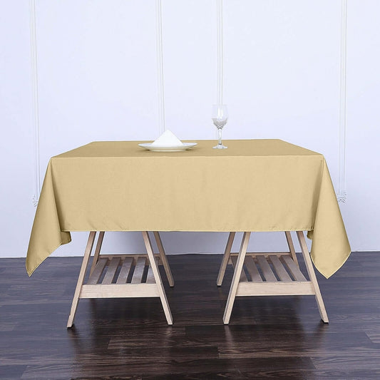 Efavormart 70" Premium Square Polyester Tablecloth for Wedding Kitchen Dining Events - Champagne