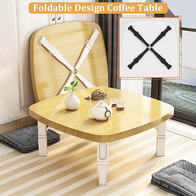 Japanese Floor Table, Square Coffee Table Foldable Tea Table, Low Table Small - Image 6