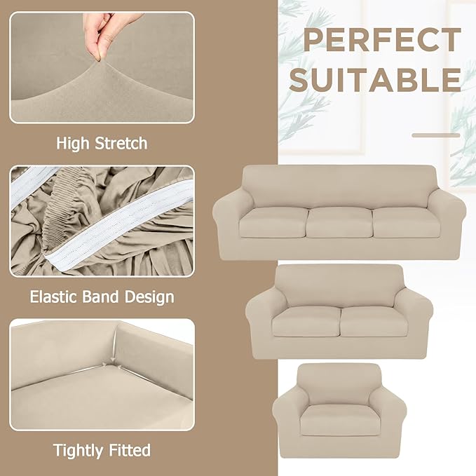 HunnmingRe Sofa Covers for 3 Cushion Couch Stretch Sofa and Loveseat Covers Set - Image 4