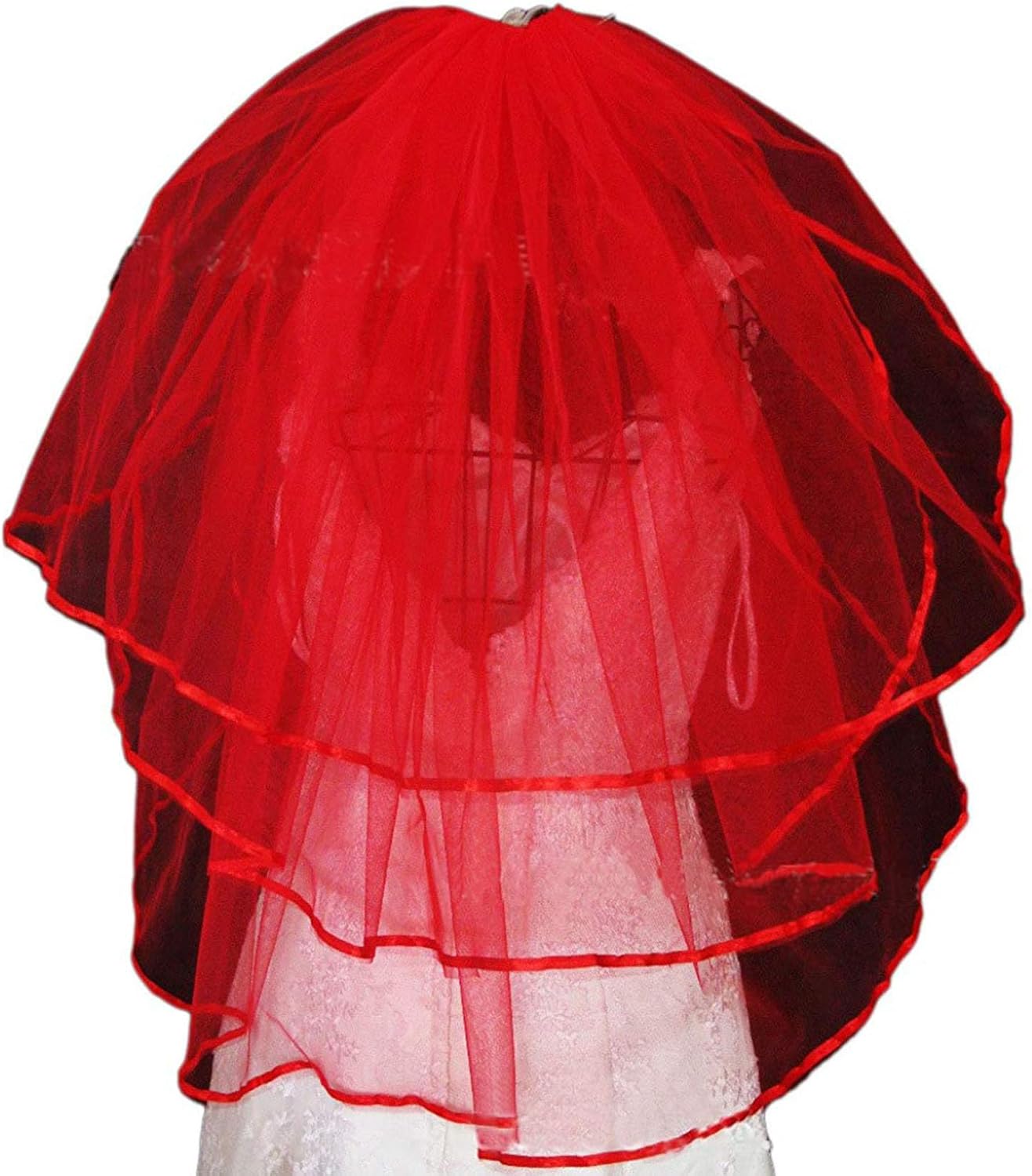Women's Short Wedding Veils with Comb 3 Tier Halloween Tulle Bridal Veil
