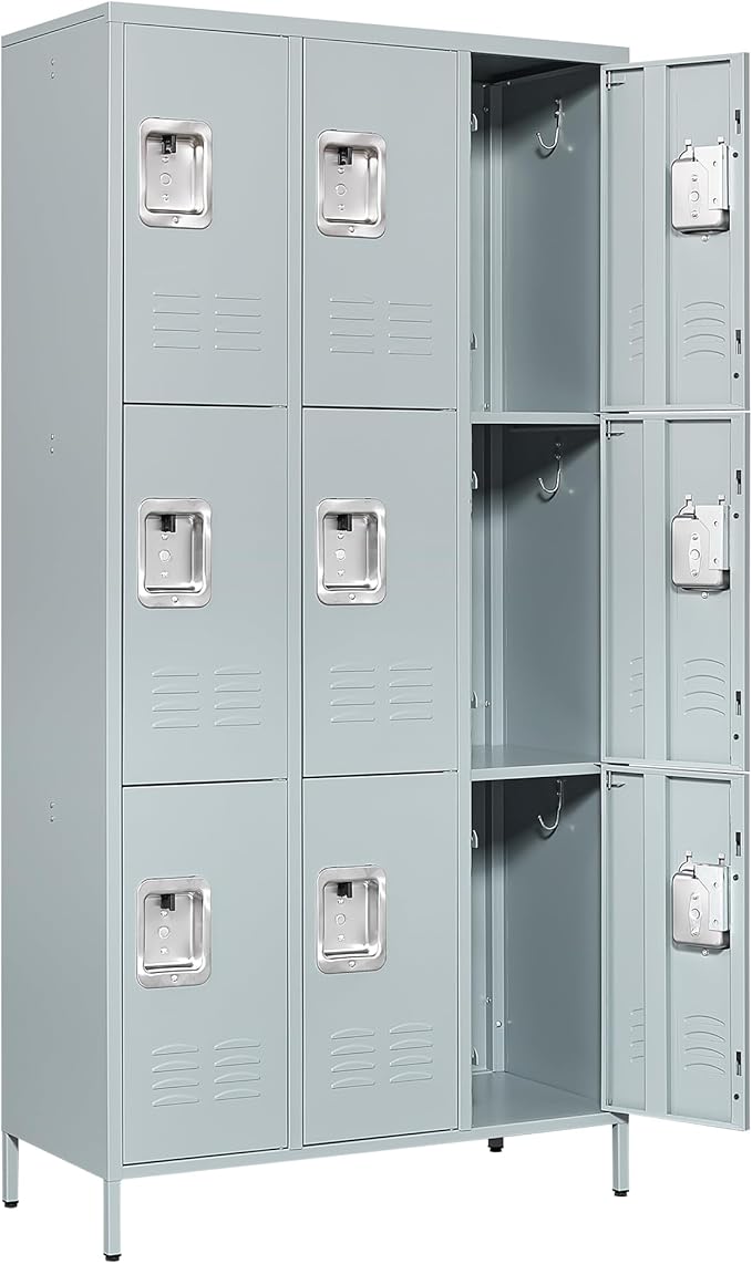 Metal Locker with 9 Doors Employees Locker, Metal Storage Locker with Hooks by Anxxsu