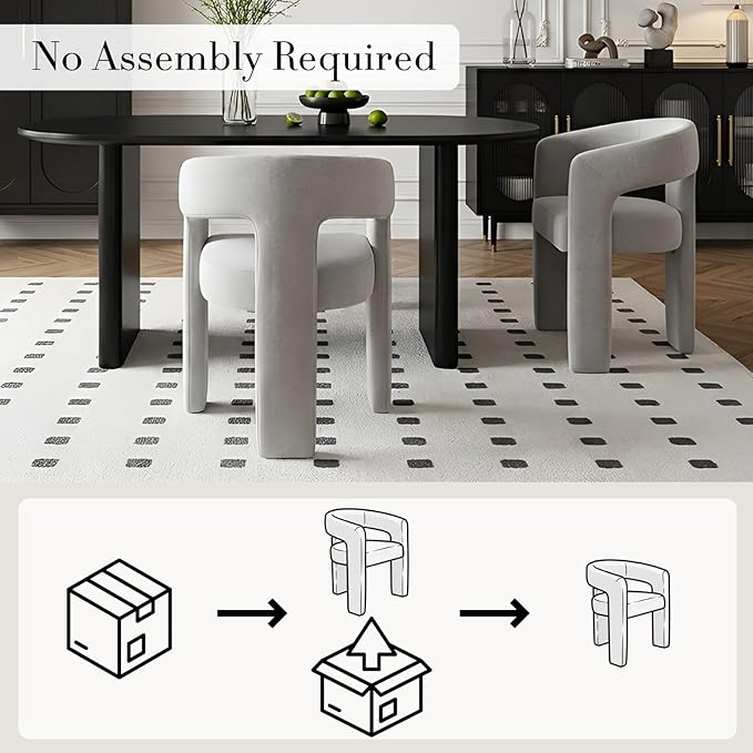 Modern Chenille Barrel Dining Chair Upholstered Fabric Dining Room Chair - Image 3