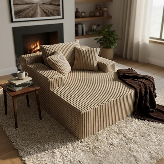 Sytopia Chaise Lounge with Armrests, Oversized Sofa Bed with 3 Pillows by Sytopia