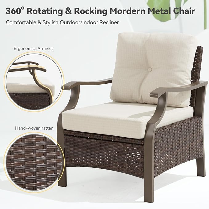 Outdoor Patio Furniture Set, 6 Pieces Outdoor Conversation Sets - Image 3