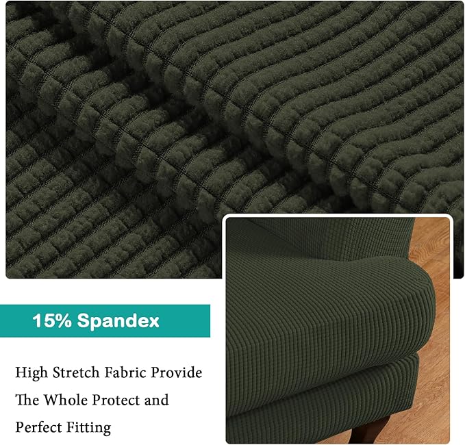 Turquoize Wingback Chair Covers 2 Piece Wing Chair Slipcover Stretch Slipcovers - Image 4