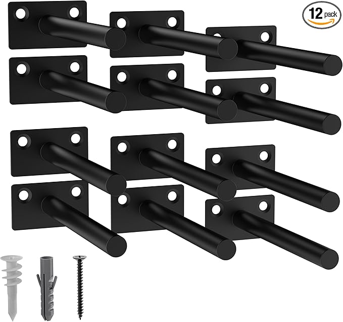 LEOPO Black 12-Pack 5 inch Floating Shelf Brackets, Hidden Shelf Bracket by FinestHomeDecor