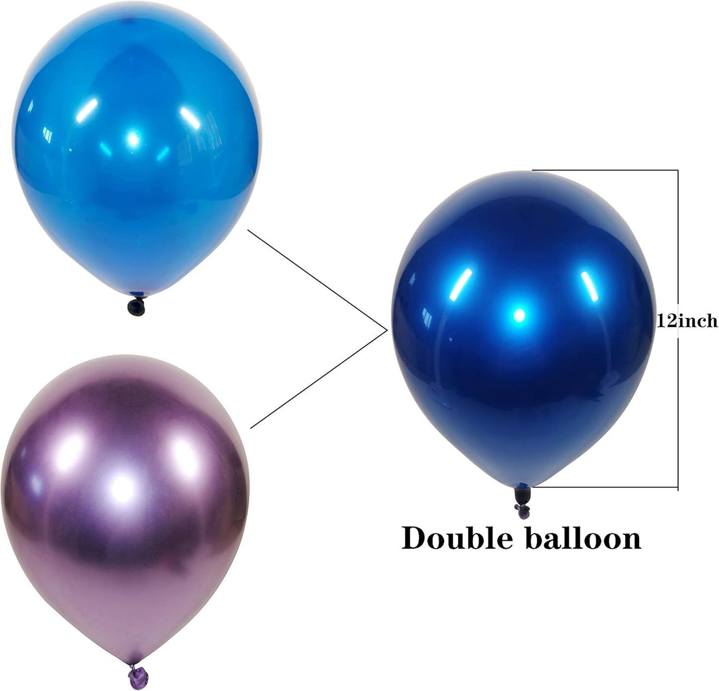 Metallic blue balloons 50 pcs 12 inches Royal blue balloons double layer blue balloons are more durable suitable for wedding, birthday party balloon decorations