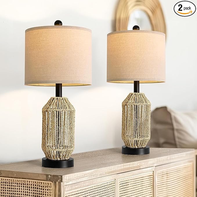 OYEARS 21" Boho Table Lamps Set of 2 by OYEARS