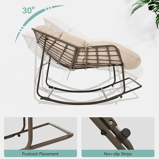 YITAHOME Rocking Papasan Chair, Wide Rocking Chair, Comfy Indoor and Outdoor - Image 8