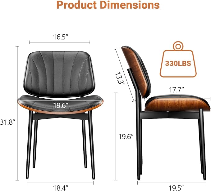 YaFiti Dining Chairs Set of 4, Dining Room and Kitchen Chairs, Mid Century - Image 2