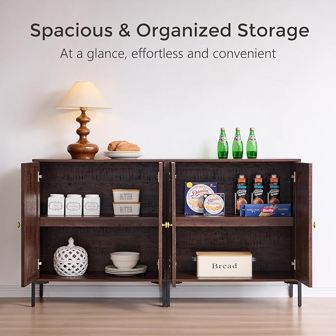 IFBUY Modern Sideboard Buffet Cabinet, Wooden Modular Coffee Bar Cabinets - Image 3