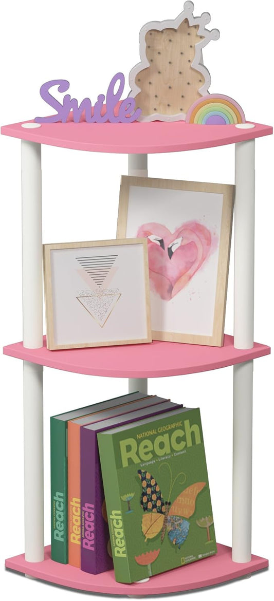 Furinno TURN-N-TUBE Corner Shelf, 3-Tier Corner Bookshelf, Display Storage by Furinno-FitsYourSpaceFitsYourBudget