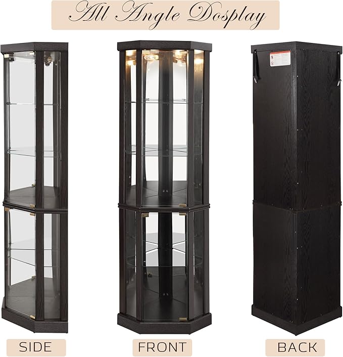 Corner Curio Cabinet, Light Bulb Inclued, Wine Bar China Cabinet - Image 8