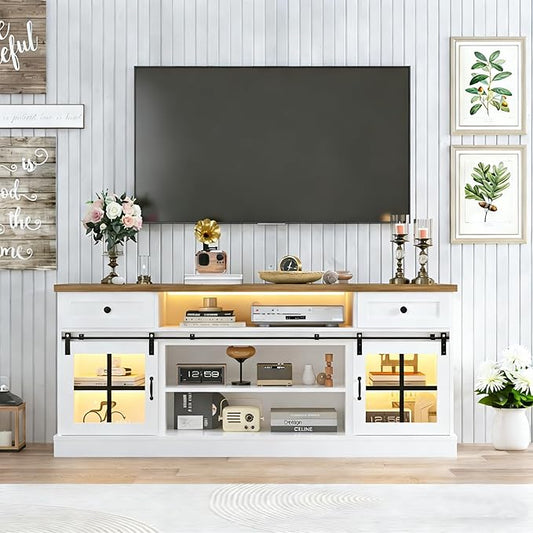 Garvee Farmhouse TV Stand for 80" TVs, Media Console Table by Garvee