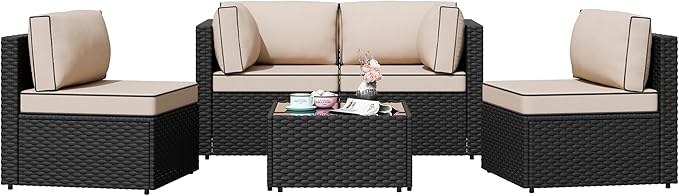 Patio Furniture Sets, 5 Piece Outdoor Sectional Sofas, Wicker Rattan Outdoor by Shintenchi%7CFurnitureMadeforRealLife