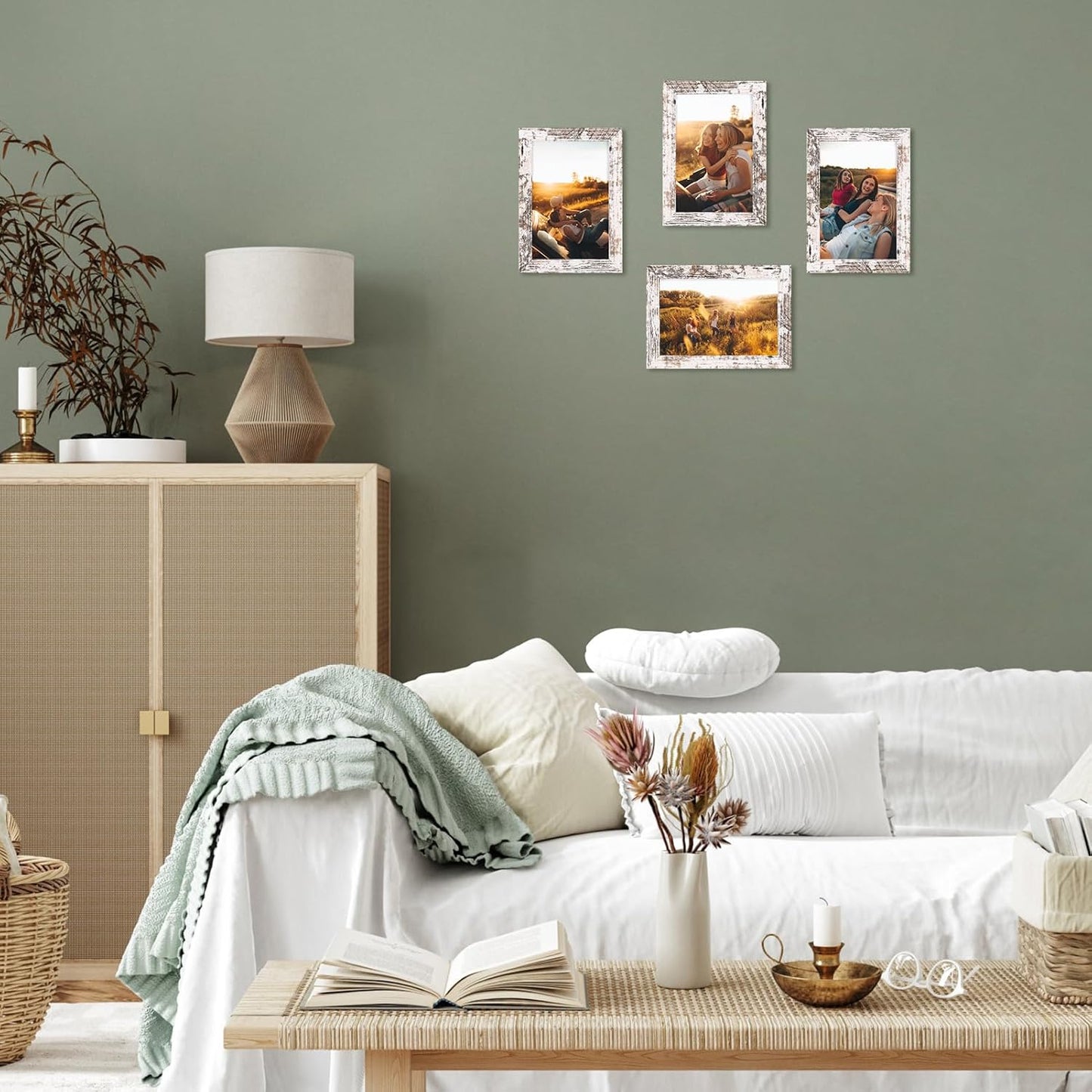 PETAFLOP Wooden Bulk 4x6 Picture Frame Set of 18, White Distressed Photo Frames Fits 4 by 6 for Wall or Tabletop Display