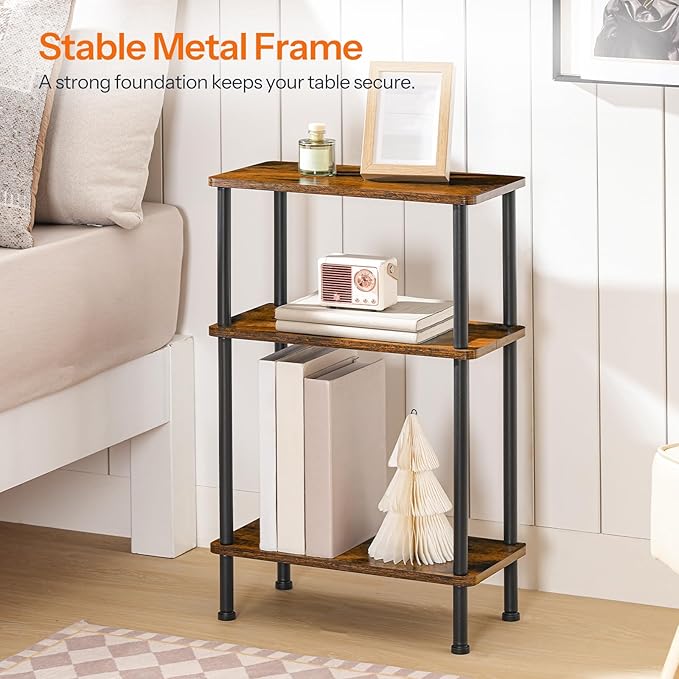 HOOBRO Narrow Side Table, 3-Tier Slim End Table No Tools Needed, Twist-On - Image 4