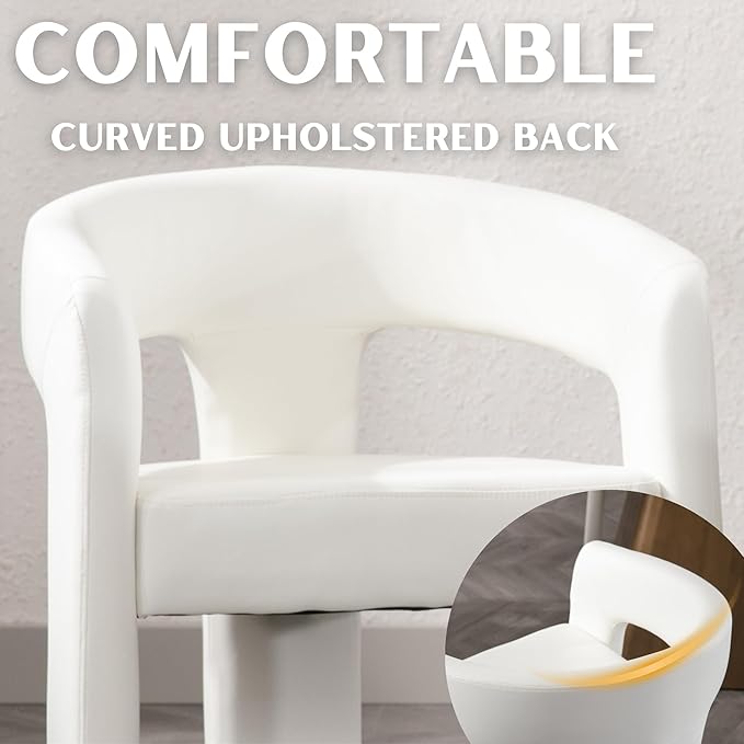 RIVOVA Modern Barrel Dining Chair, PU Leather Upholstered Accent Side Chair - Image 4