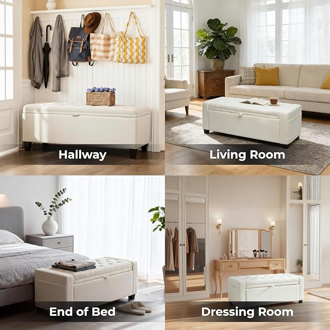 Storage Ottoman Bench for Bedroom, End of Bed Bench - Image 4