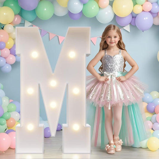 JoyMuse Marquee Letters 3 Feet Tall, Light Up Letters 3FT with Lights, Large Letters for Party, Letter M Light Up Letters for Baby Shower Wedding Proposal Graduation Birthday Decorations