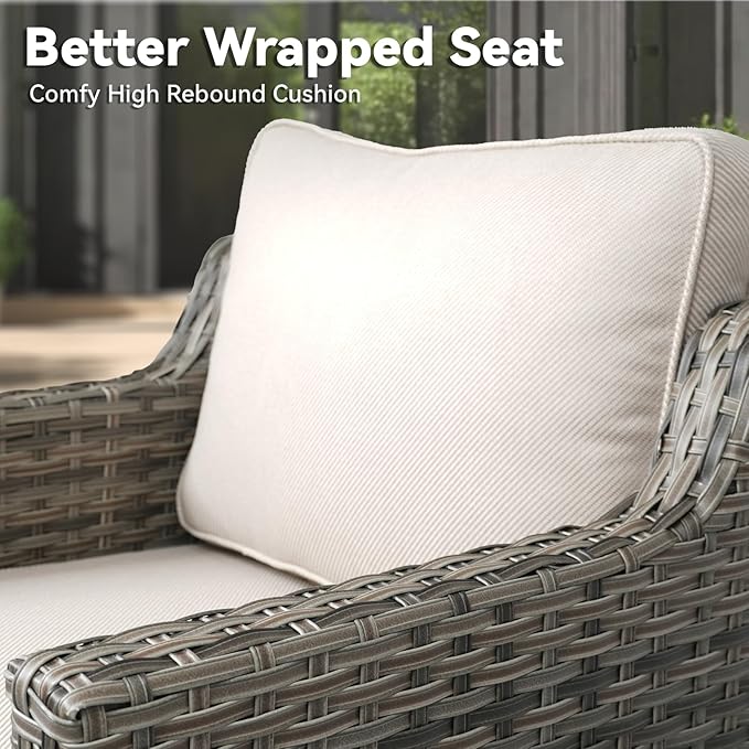 3 Pieces Patio Furniture Sets-Outdoor PE Rattan Wicker Chairs - Image 5