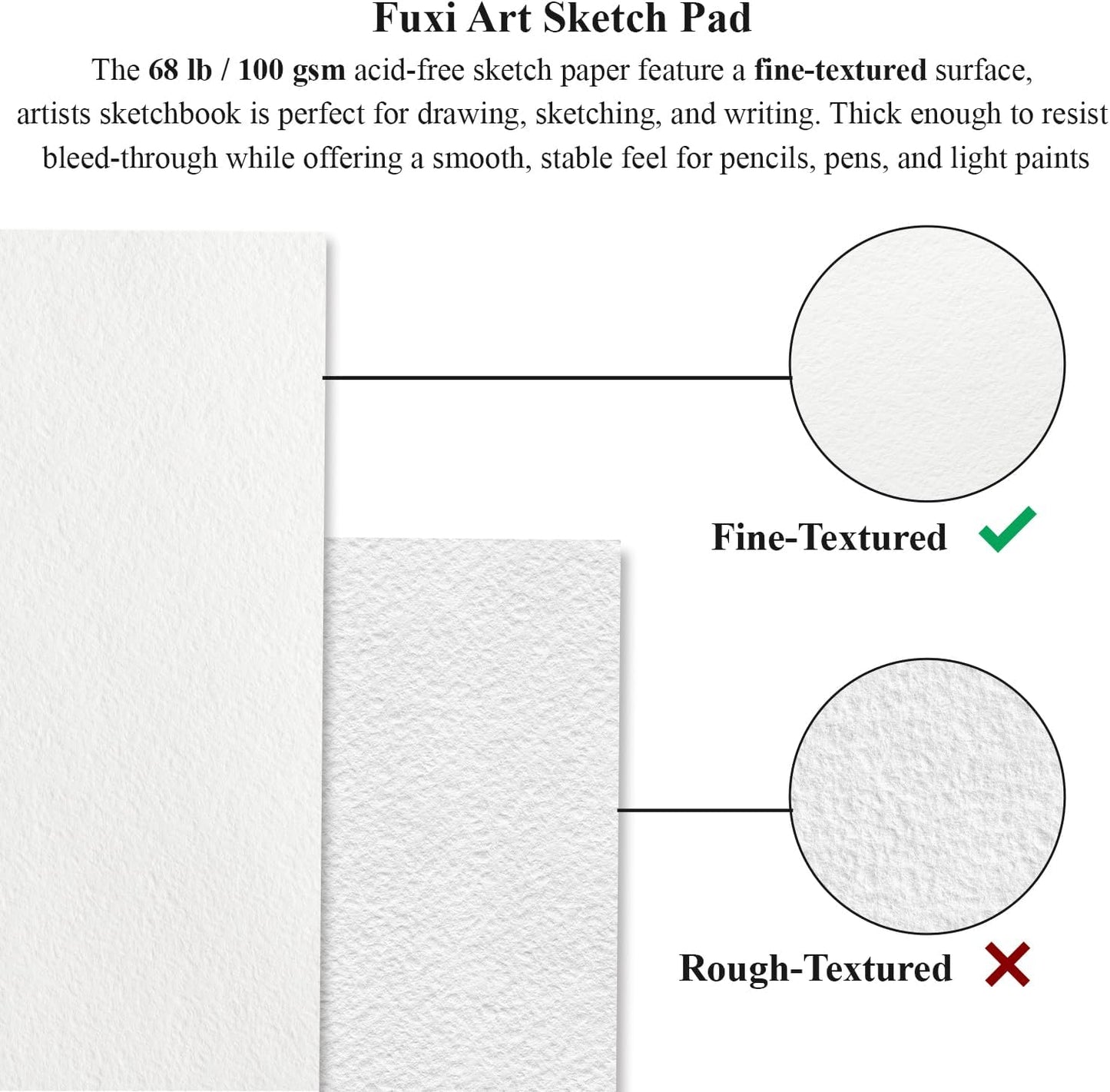 9" x 12" Sketch Book, Top Spiral Bound Sketch Pad, 2 Packs 100 Sheets Each (68lb/100gsm), Acid Free Art Sketchbook Artistic Drawing Painting Writing Paper for Kids Adults Beginners Artists