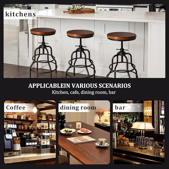 LOKKHAN Vintage Industrial Barstools - Image 4