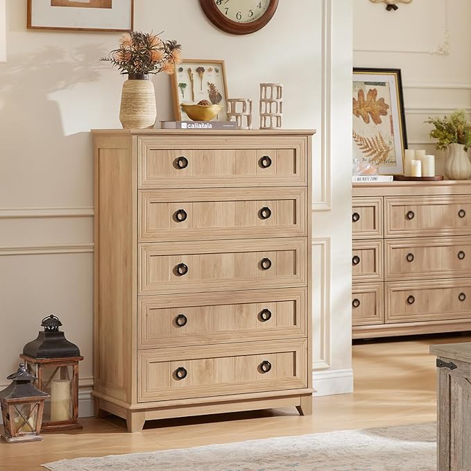Joaxswe Farmhouse 5 Drawer Dresser - Image 8