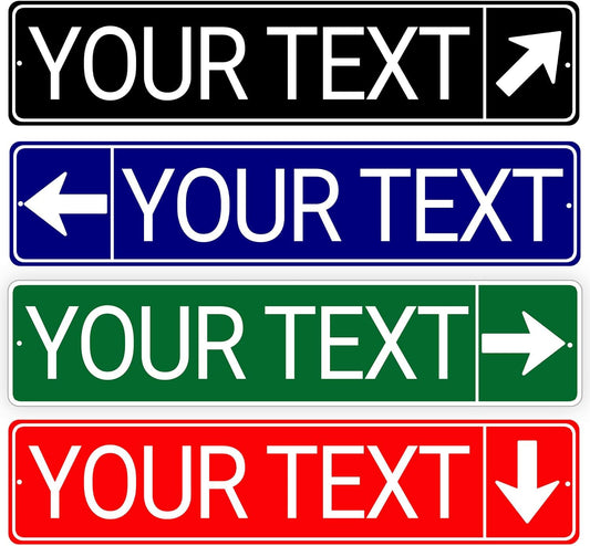 Custom Street Sign, Reflective Option, Directional Arrow Signs, 6x24 Inches, Single/Double Sided, Rust Free Aluminum-UV Protected and Weatherproof