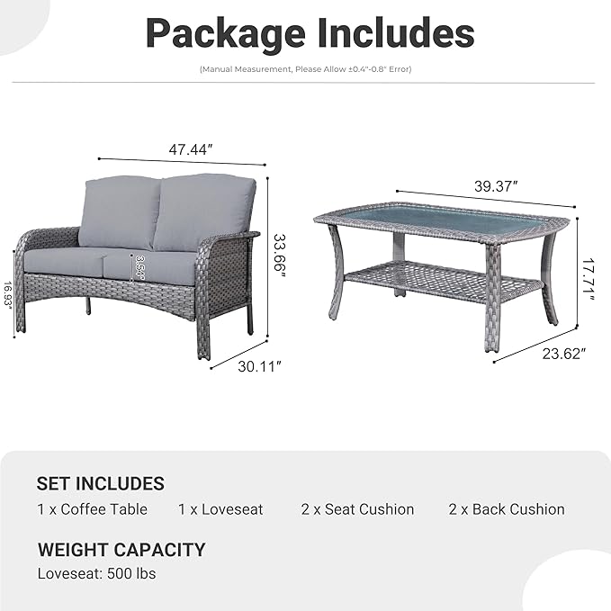 ovios 2-Piece Patio Furniture Set, Outdoor Wicker Sofa - Image 9