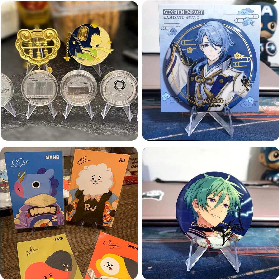 yuntop 20 Packs Acrylic Easel Stands Display Stand Mini Clear Holder for Displaying Small Artworks, Coins, Pocket Watches, Challenge Medals (2.12x 1.4 Inch)