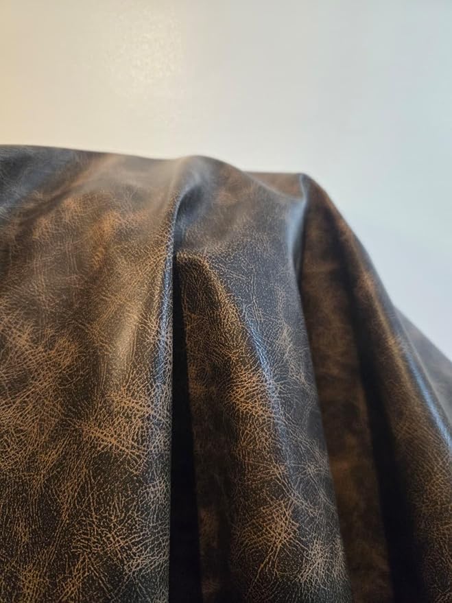 Brown Vintage Distressed Soft Faux Leather Fabric PU Peta Approved Vegan - Image 11