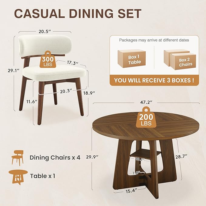 GRUSIGN 5-Piece Round Dining Table Set - Image 2