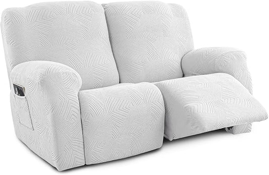 Recliner Loveseat Covers, 4-Piece Stretch Geometric Strokes Jacquard Reclining by Unknown