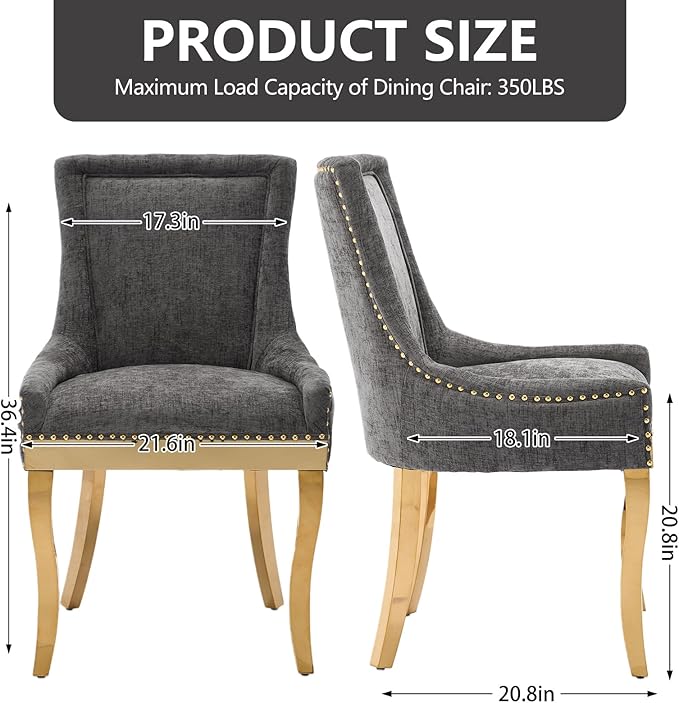 Upholstered Dining Chairs Set of 4, Modern Fabric Side Chairs - Image 3
