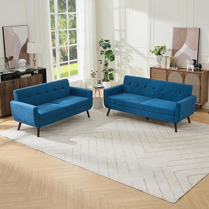Tbfit Mid Century Modern Sofa Couch, Loveseat & Standard Sofa | linen fabric by TBfit