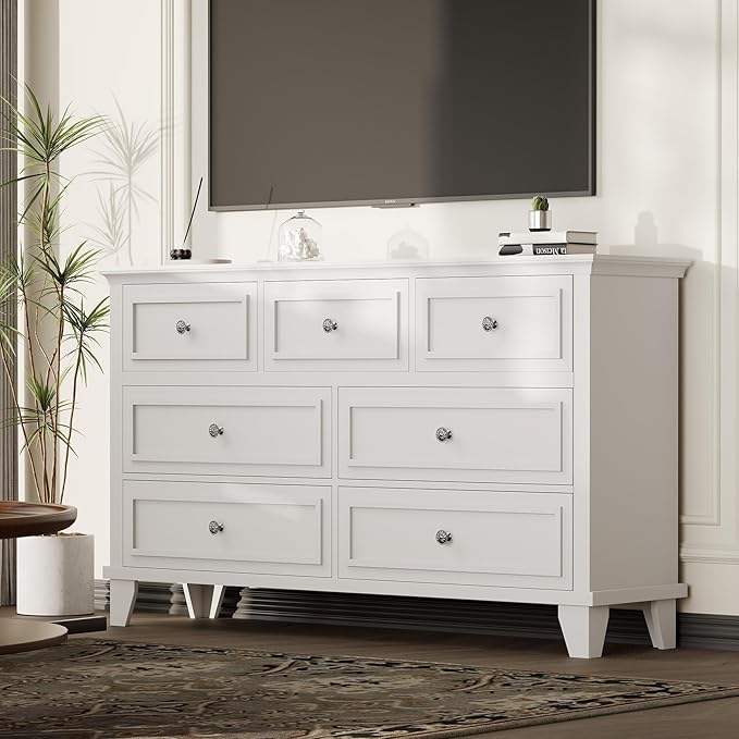 IDEALHOUSE 7 Drawer Dresser, Large Wooden Storage Chest of Drawers by IDEALHOUSE