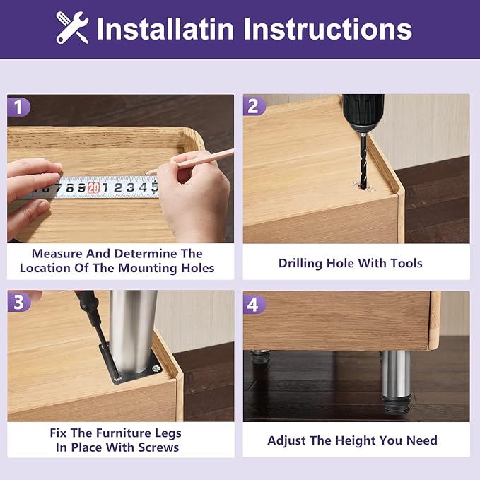 5 Inch Metal Furniture Legs Stainless Steel Adjustable Legs Silver Metal Legs - Image 6