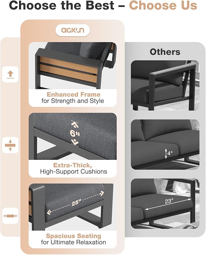 Aoxun Aluminum Patio Furniture Set - Image 3