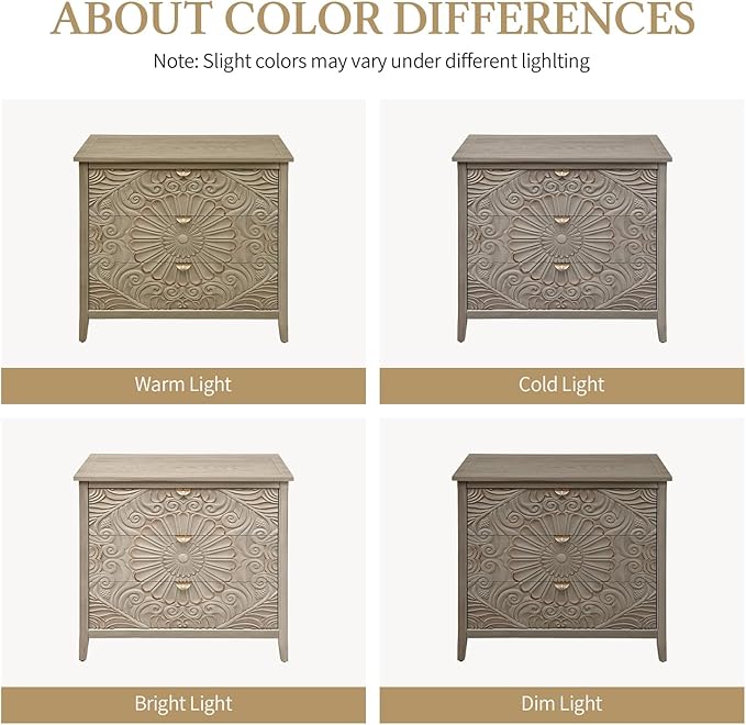 31.5" Carved 3-Drawer Cabinet - Image 5