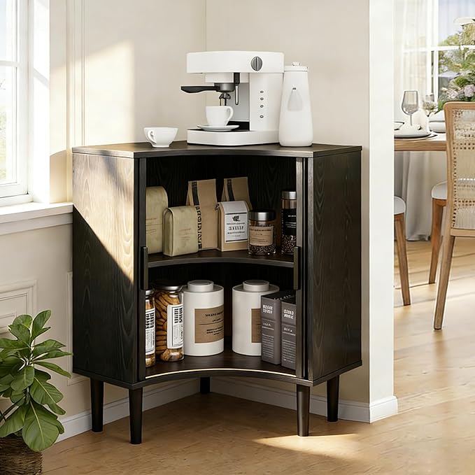 Lxsxlome Fluted Corner Cabinet, Small Corner Floor Cabinet - Image 6
