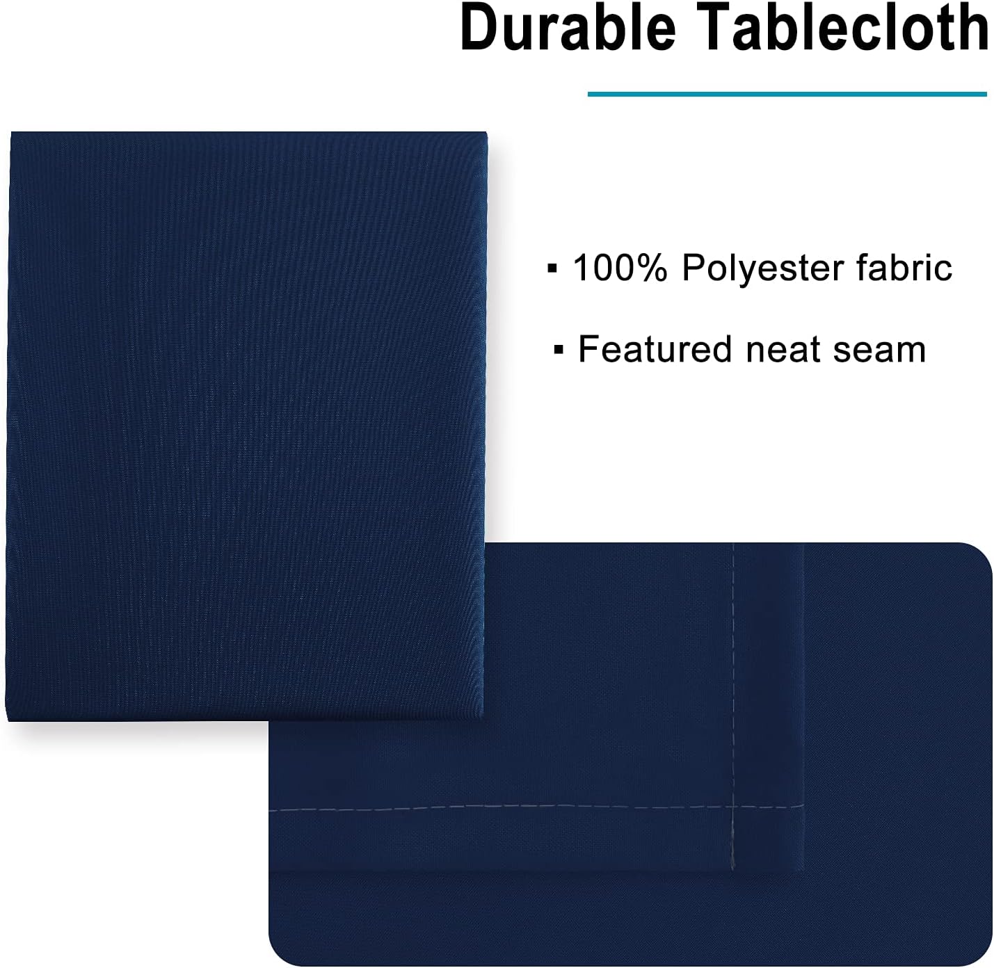 Hiasan Waterproof Tablecloth Rectangle - Washable Fabric Table Cloth for Dining Room Kitchen Birthday Party and Outdoor Use, Navy Blue, 70 x 120 Inch