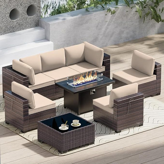 Outdoor Terrace Furniture Set, 8 Piece Outdoor Furniture Set, by ASJMR