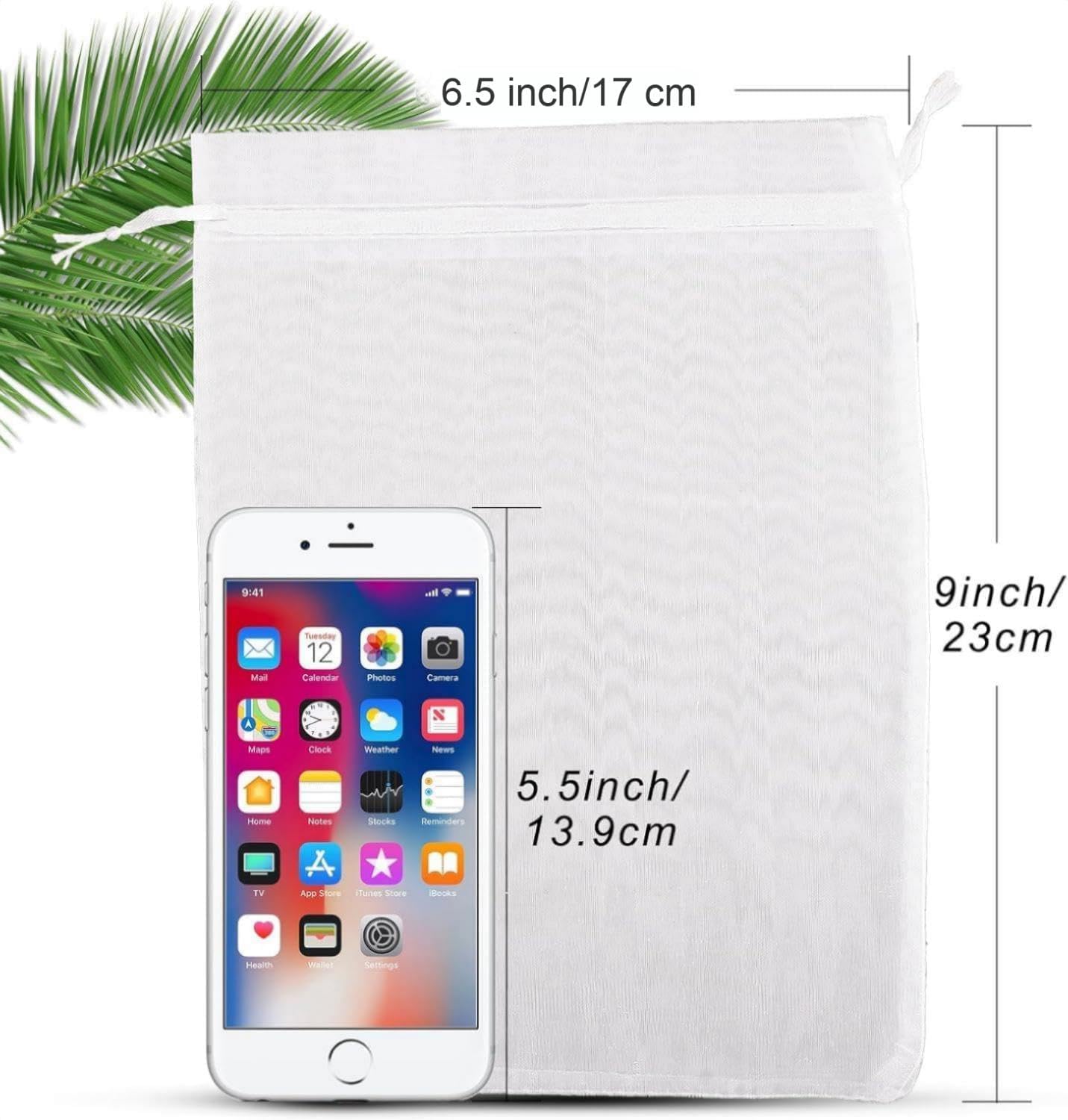 ANZNKU 50 Pack White Organza Bags 6x9 inch(17x23cm), Organza Gift Bags Mesh Drawstring Bag, Premium Sheer Mesh Bag for Gifts Wedding Party Christmas Favor