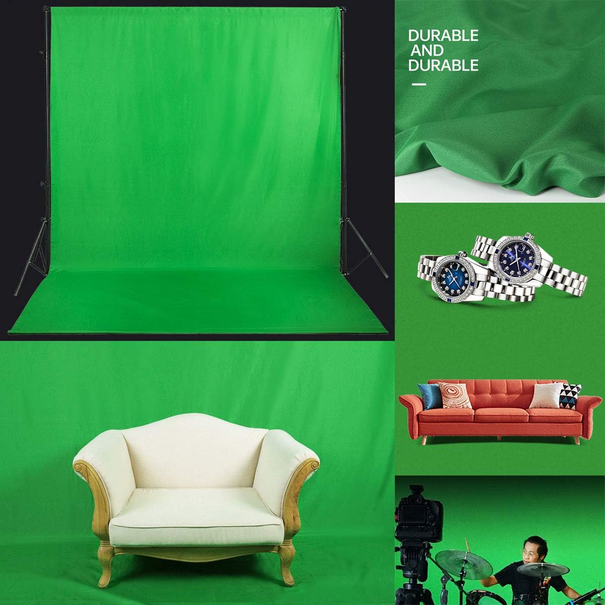 Green Screen Backdrop 10x12ft Photo Backdrop Chromakey Muslin Portrait Green Backdrop for PS Keying/Video Creation/Studio Portrait Shoots