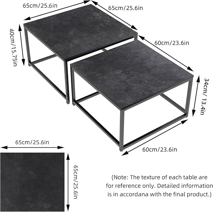 Wisfor Nesting Tables Set of 2, Nesting Black Coffee Table Set - Image 3